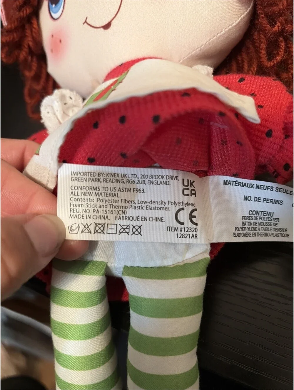 Strawberry Shortcake Rag Doll Soft Plush Stuffed Toy Yarn Hair 14
